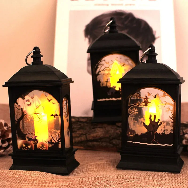 Halloween LED Lanterns - Ghost Castle, Skeleton Hand & More, Battery Operated
