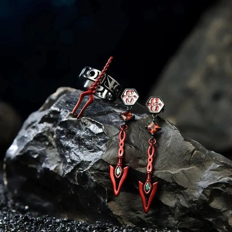 Anime Cosplay Jewelry Set - EVA Spear of Longinus Ear Cuff & Dangle Earring for Fans