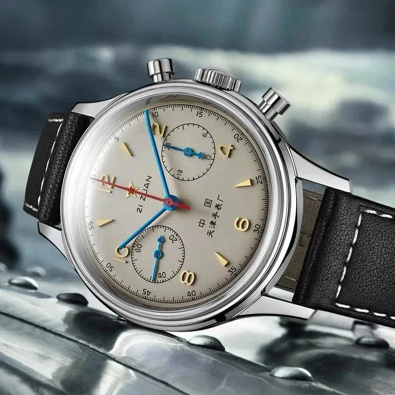 Men's Vintage Pilot Automatic Watch 42mm Waterproof Retro Chronograph