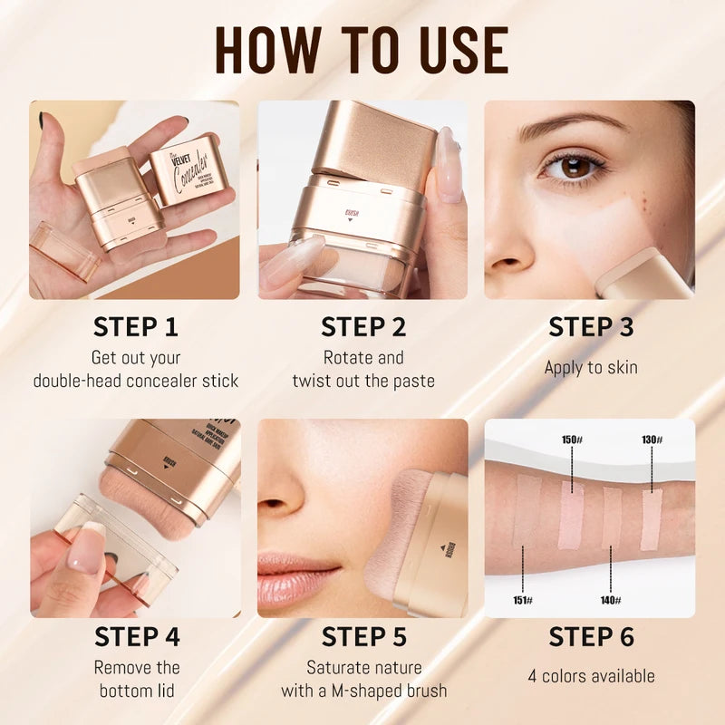 2-in-1 Concealer and Foundation Stick - Waterproof, Flawless Face Makeup