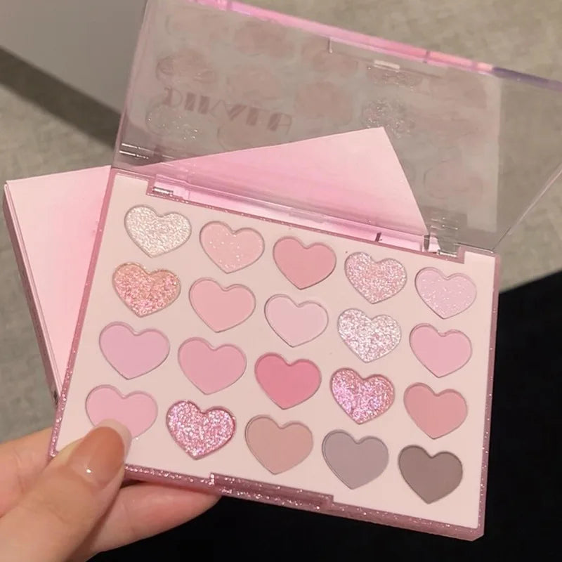 20-Color Heart-Shaped Eyeshadow Palette with Matte & Shimmer Shades - Long-Lasting Eye Makeup
