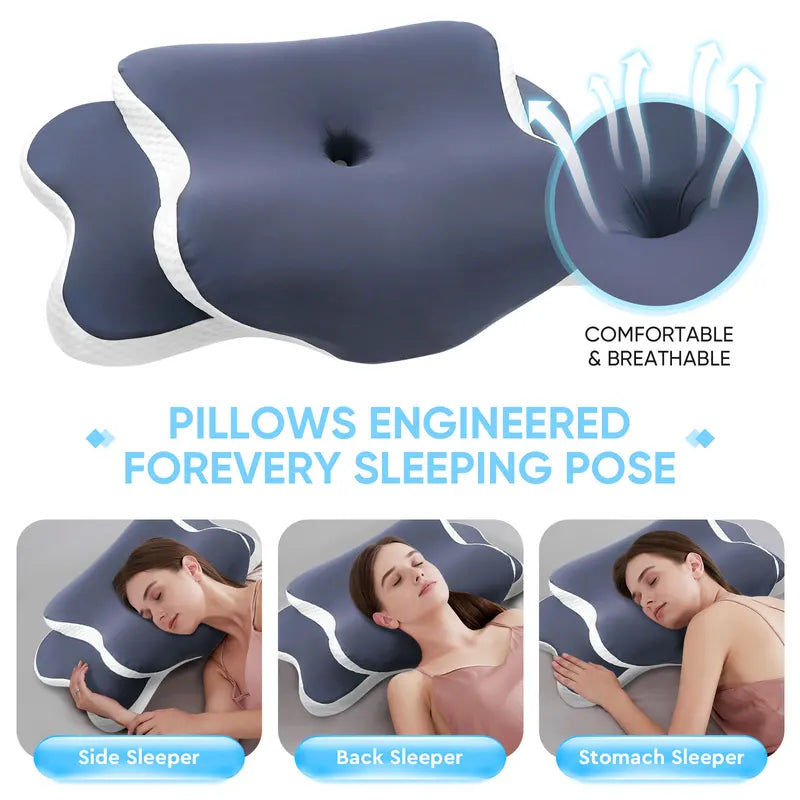 Memory Foam Cervical Pillow for Neck Pain Relief - Ergonomic Support for Side Back Stomach Sleepers
