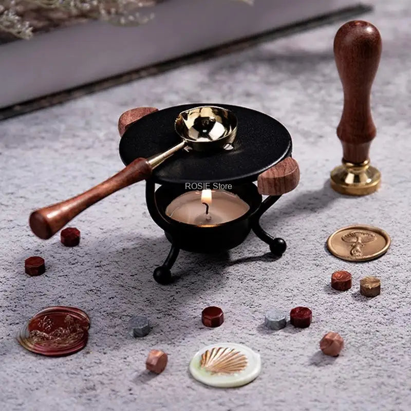 Sealing Wax Furnace with Melting Pot and Spoon Tool for Wedding Invitations DIY Crafts