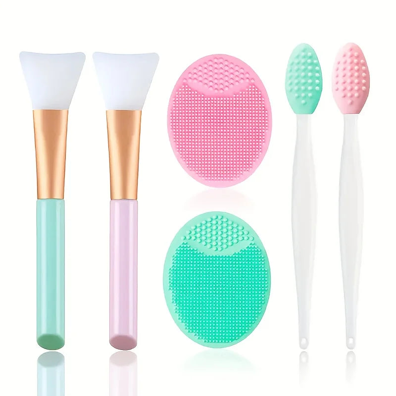 Silicone Facial Mask Brush Set - Exfoliating Lip & Face Cleansing Tools