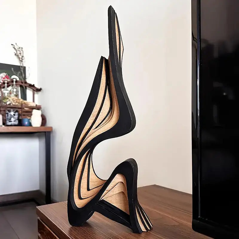 Minimalist Wooden Sculpture Figurine - Irregular Shape Home Decor