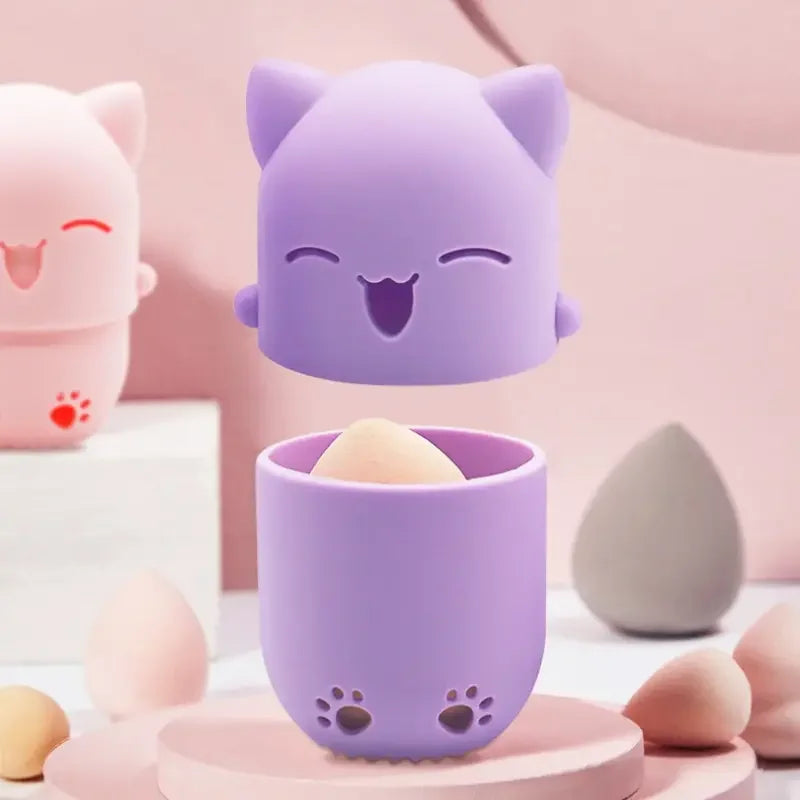 Makeup Sponge Holder Eco-Friendly Silicone Storage Case Travel Cosmetic Puff Organizer