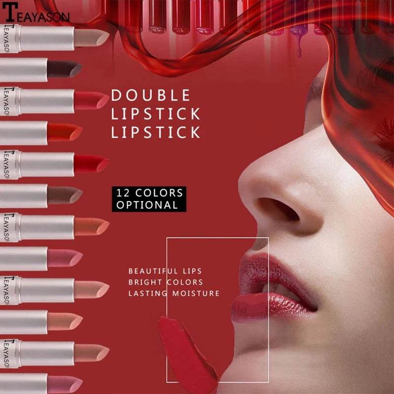 Double-Ended Velvet Matte Lipstick Pen - Long-Lasting, Non-Transfer, Brightening Lip Color
