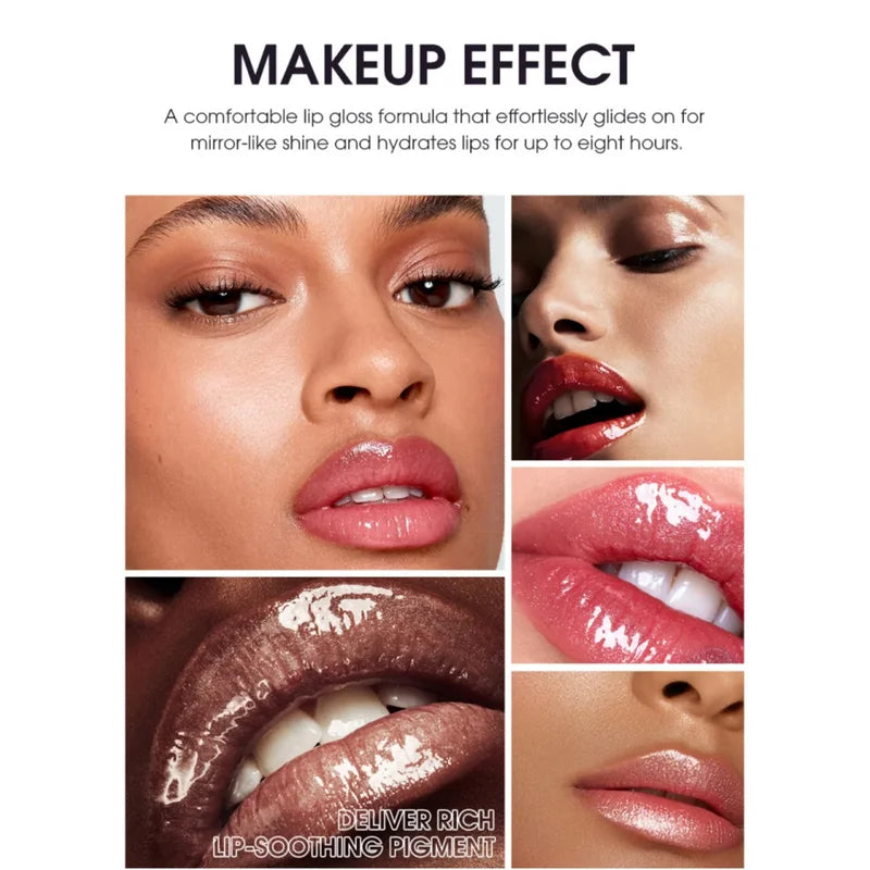 Hydrating Lip Gloss with Hyaluronic Acid and Glitter - Long Lasting Shine, Non-Stick, Natural Nude Finish
