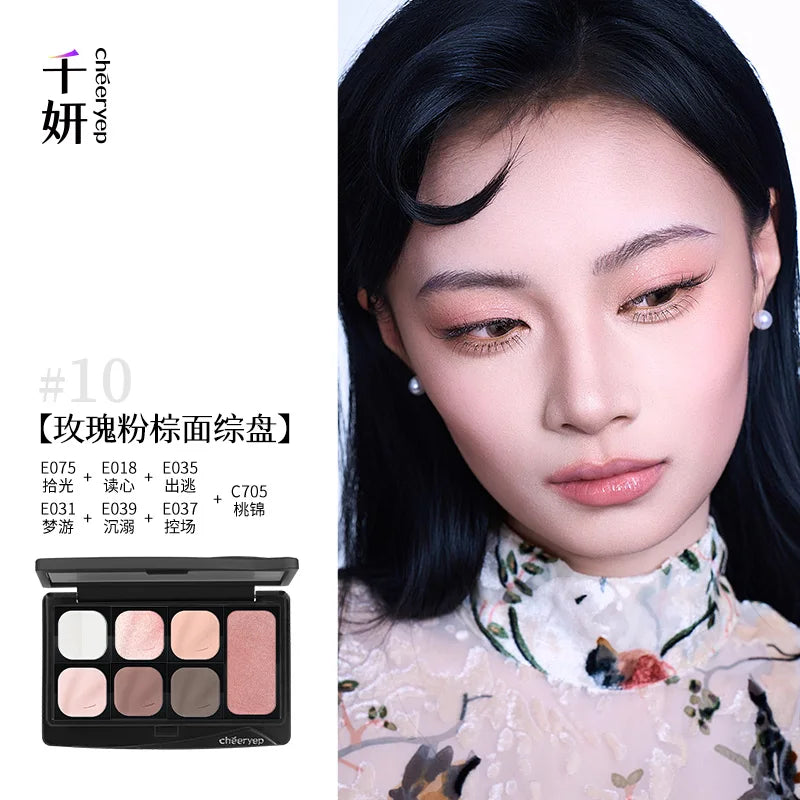Colorful Facial Palette with Highlighter and Blush - Matte & Shimmer Makeup for Women
