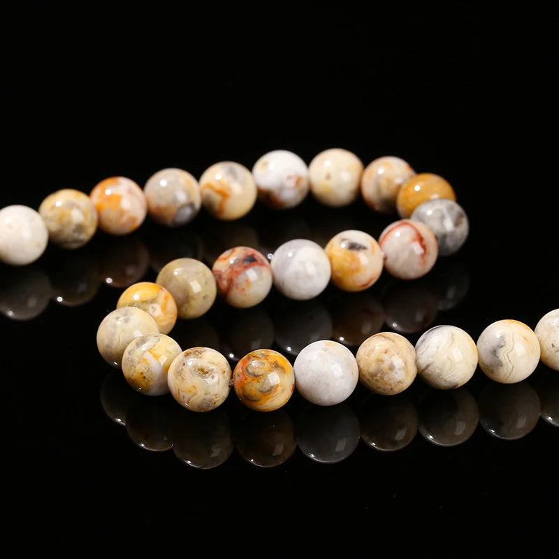 Natural Stone Crazy Lace Agate Bead Set - Round Loose Spacer Beads for Jewelry Making
