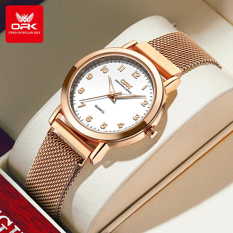 Women's Quartz Watch with Stainless Steel Mesh Strap Waterproof Fashion Wristwatch