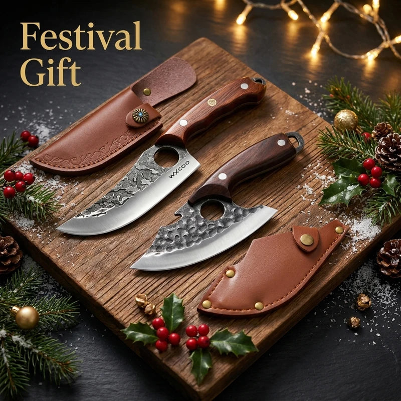 3-Piece Stainless Steel Boning and Kitchen Knives Set - Sharp, Handcrafted, Non-Slip Handles