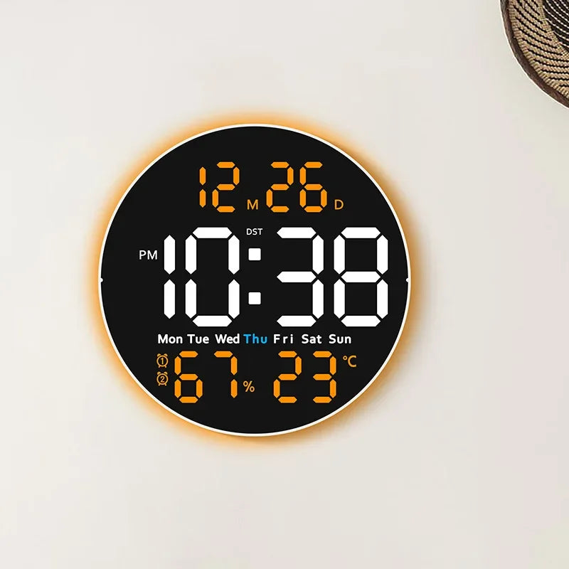 Multifunctional Wall Clock with Remote LED Large Screen & Atmosphere Light