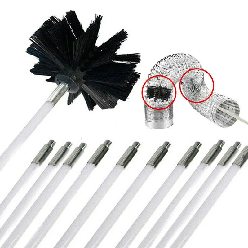Extendable Chimney and Dryer Vent Cleaning Brush - Flexible Air Duct Tool