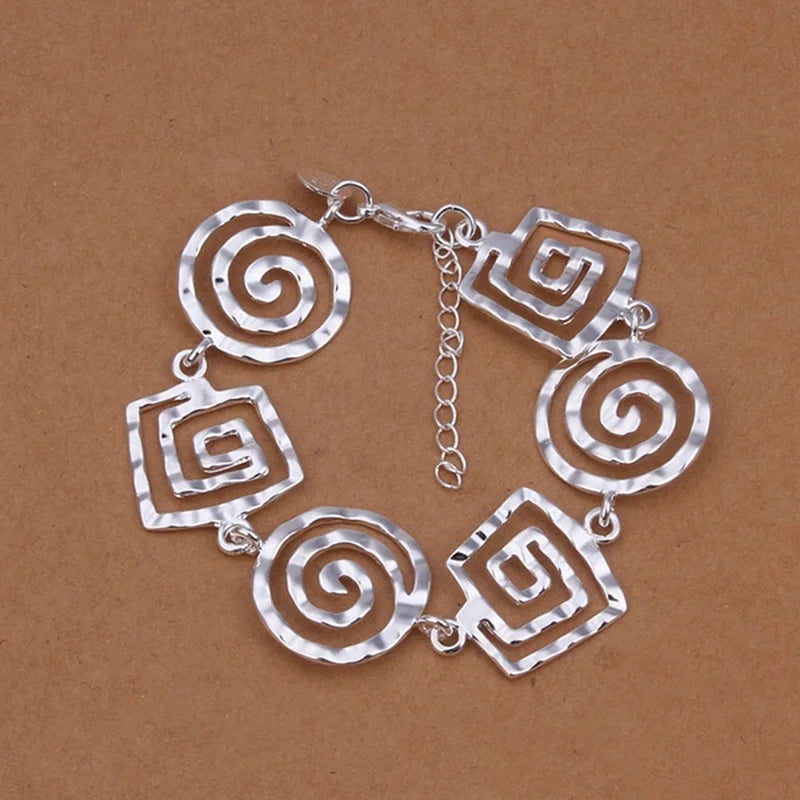 925 Sterling Silver Charm Bracelet for Women Holiday Gift Fashion Jewelry 8 Inch