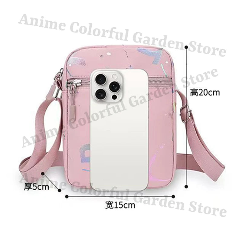 Anime Cartoon Shoulder Bag for Men Women Portable Zipper Crossbody Storage Pouch
