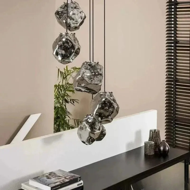 Ice Crystal Pendant Lamp - Nordic Minimalist Chandelier for Bedroom & Dining