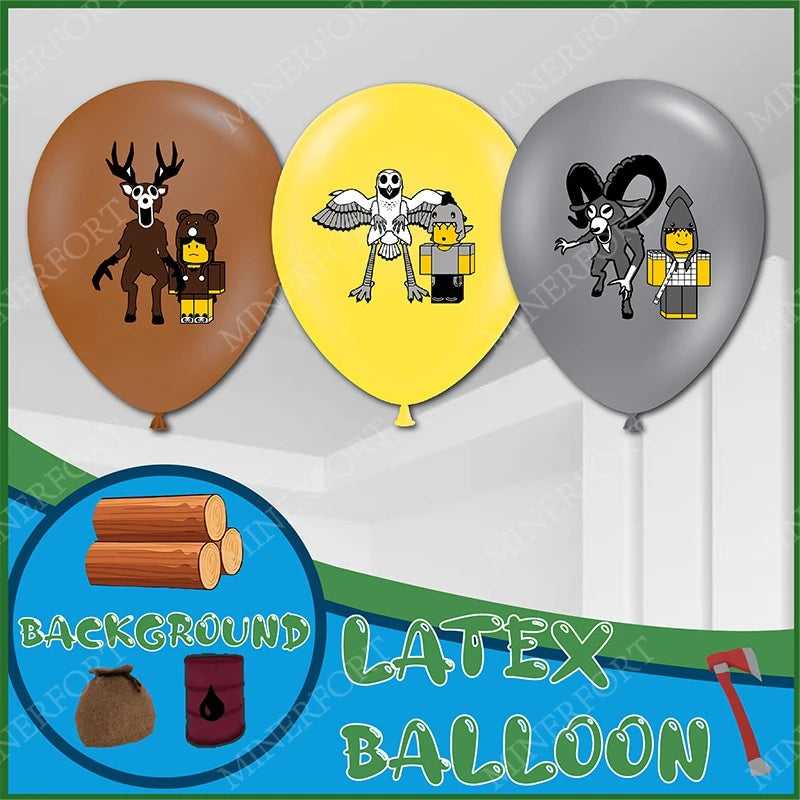 Kids Party Latex Balloons Set - Robot 99 Nights in the Forest Design, 12 Pack