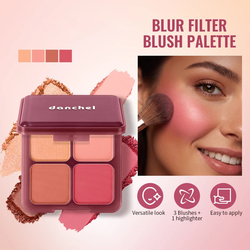 6-Piece Face Primer & Concealer Set with Blush Palette and Makeup Sponge - Christmas Gift