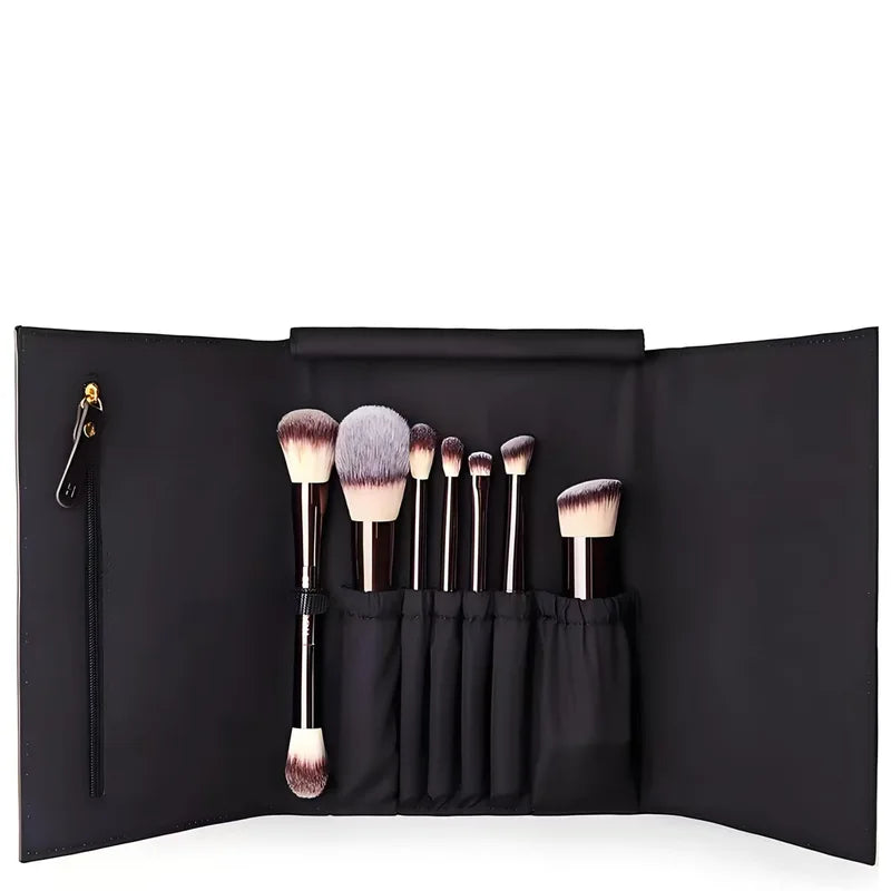 7Pcs Makeup Brush Set with Cosmetic Bag - Powder Blush Foundation Eye