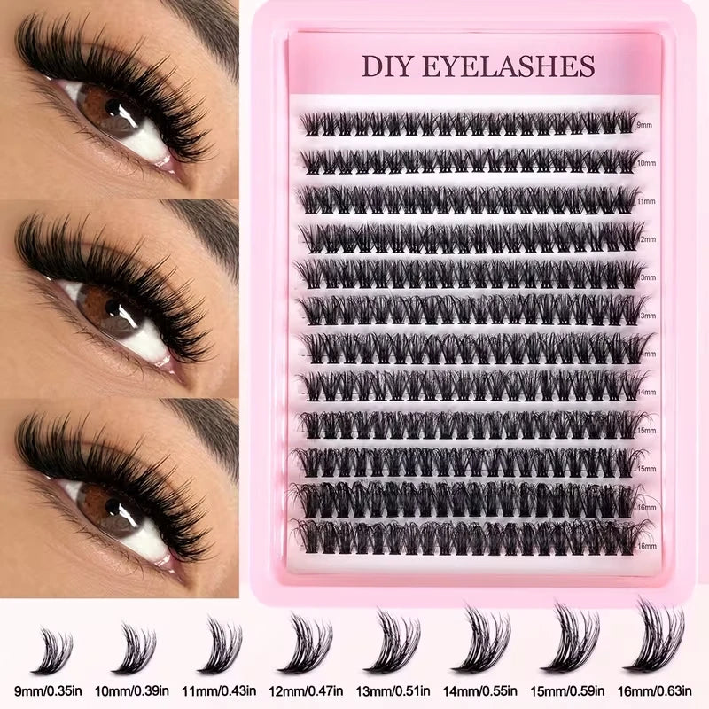 Cluster Lash Extensions 240pcs 40D Mixed Length Reusable Natural Look False Eyelashes