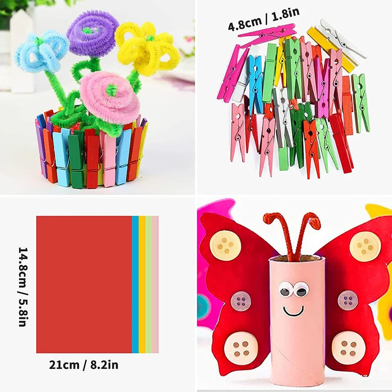 Kids DIY Art Craft Set - Creative Craft Supplies Kit for School & Party