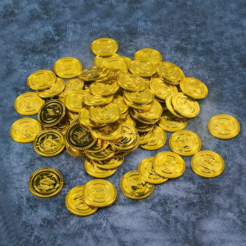 Pirate Coins Set for Kids Halloween Party Favors - Plastic Game Coins, 20-60 Pieces