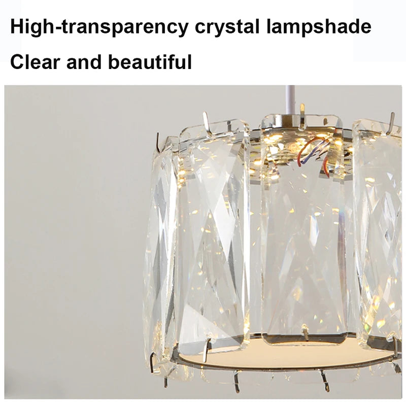 LED Pendant Light with Crystal Shade & Adjustable Colors - Modern Ceiling Fixture