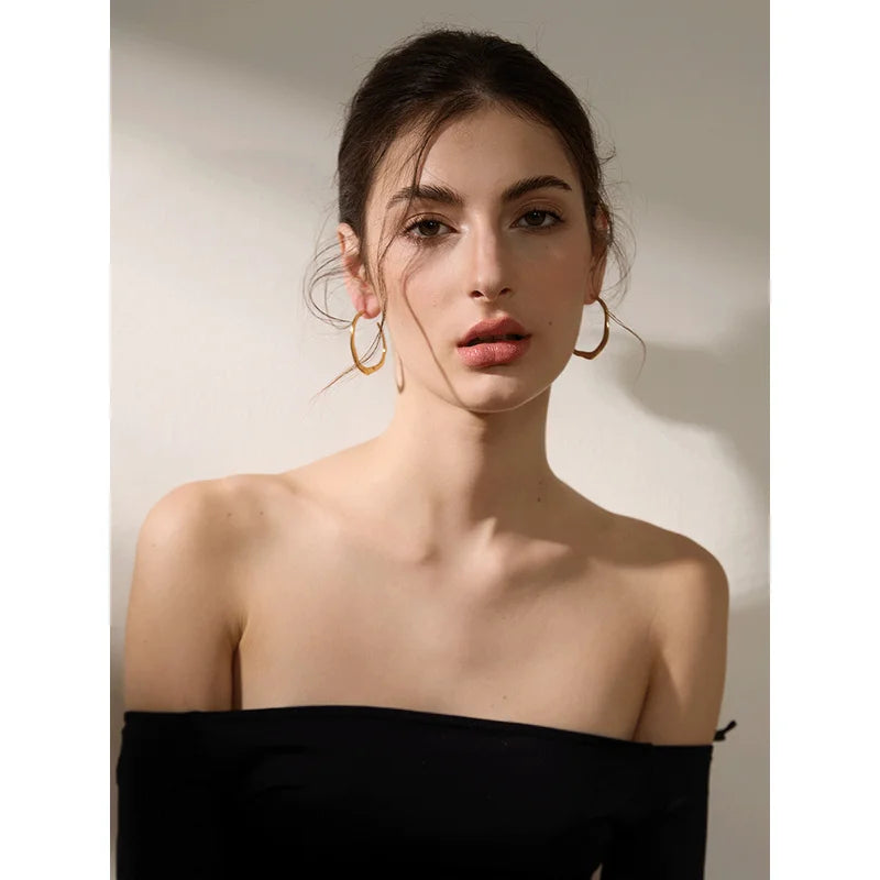 Minimalist Stainless Steel Geometric Earrings - Waterproof 18K Gold Plated Jewelry for Daily Wear