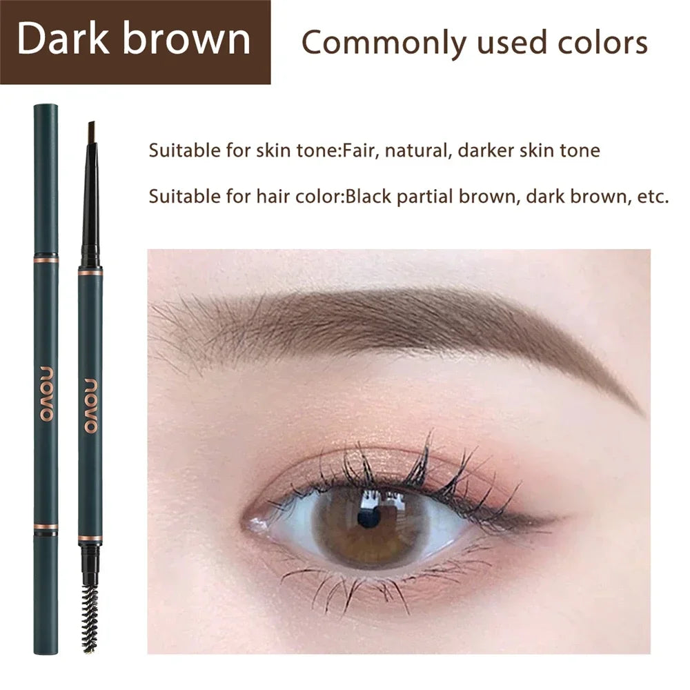 Waterproof Slim Eyebrow Pencil with Brush - Long-Lasting Cosmetic Pen for Natural Eyebrow Shaping