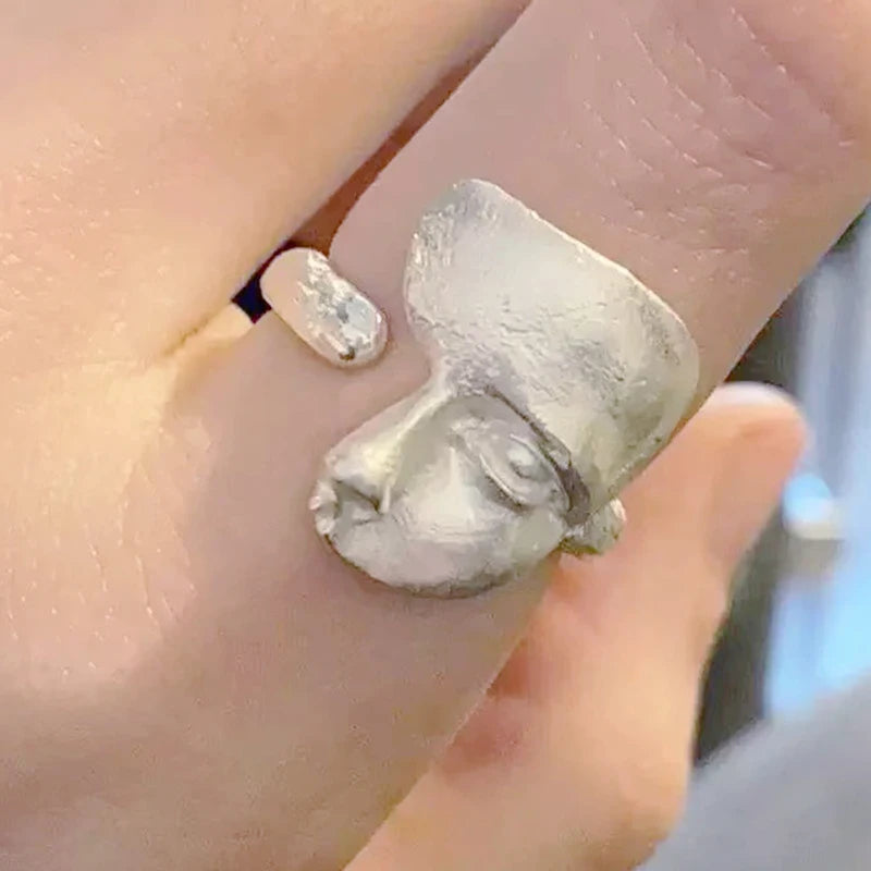 Sterling Silver Mask Ring for Women - Vintage Punk Jewelry Gift
