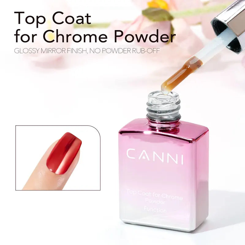 Mirror Chrome Powder Top Coat for Nail Art - 9ML Professional Gel Polish Finish