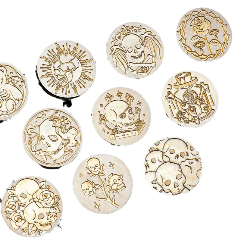 Mysterious Skull Skeleton Ghost Wax Seal Stamp Head for Cards Envelopes Halloween Invitations Scrapbooking