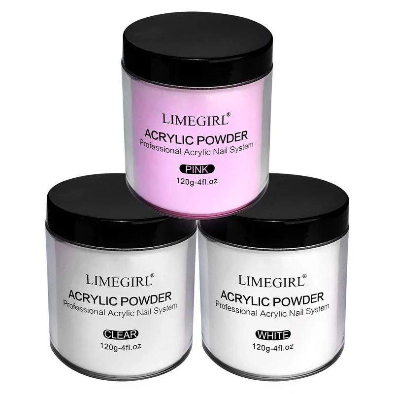 120g Acrylic Nail Powder Set - Clear Pink White Colors Nail Art Builder Tips