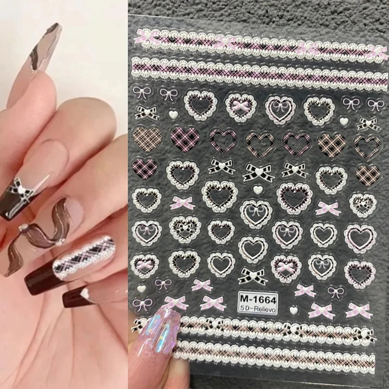 Self-Adhesive Lace Heart Nail Stickers for Manicure DIY Nail Art