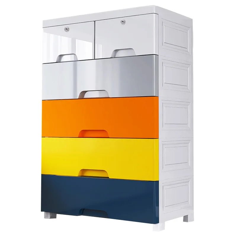 Thickened Plastic Storage Cabinet with Drawers - Childrens Wardrobe Organizer
