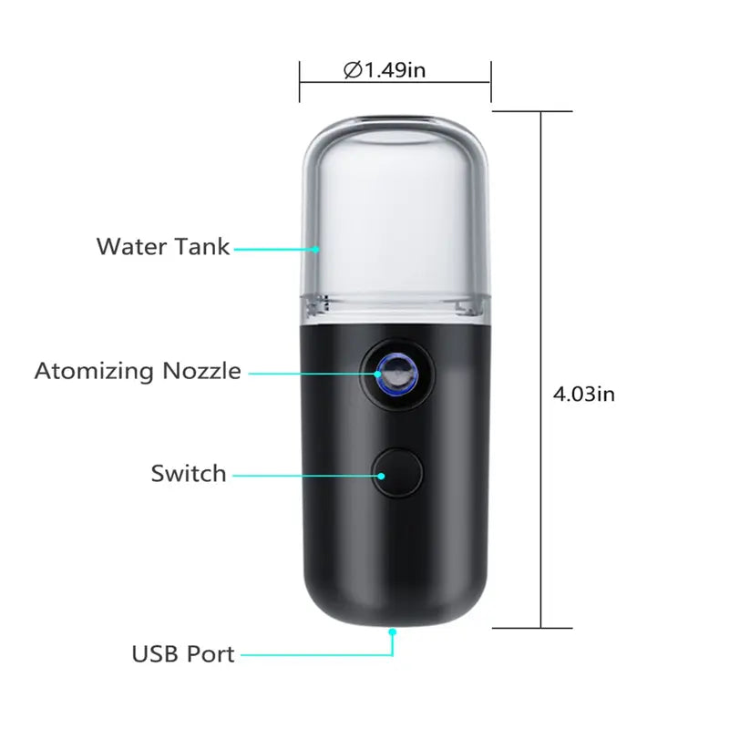 Portable USB Facial Mist Sprayer 30ml Nano Skin Care Humidifier