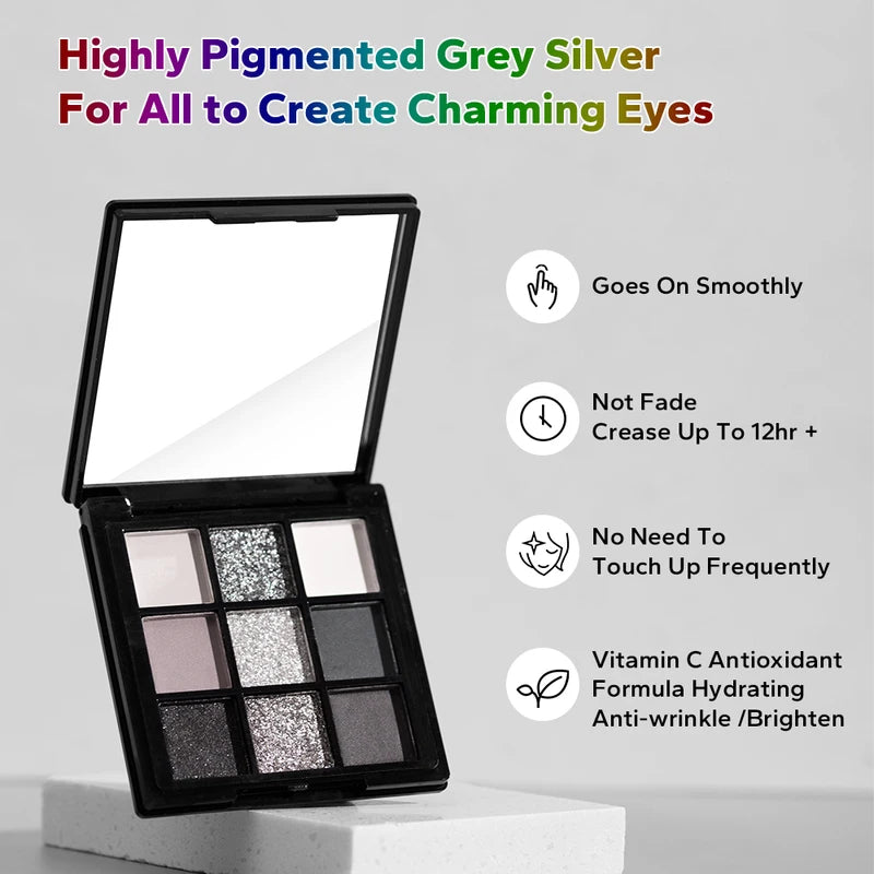 9 Color Waterproof Eyeshadow Palette - Matte & Shiny Smoky Eye Makeup