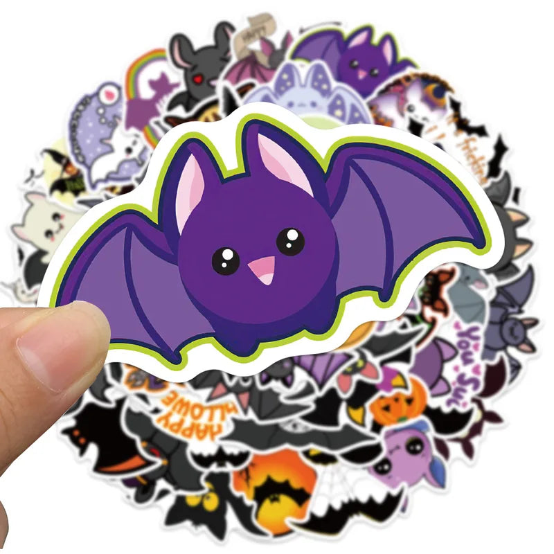 Halloween Bat Stickers Pack - Purple Bat Wall Decals for Laptop & Wall Decor