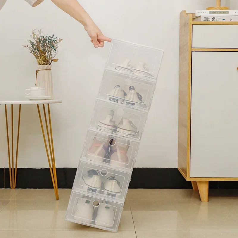 Stackable Transparent Plastic Shoe Storage Boxes - Dustproof & Dustproof Organizer Case