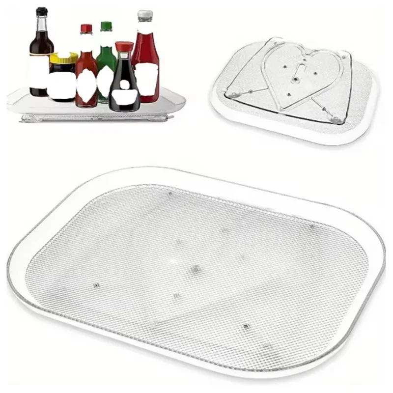Rotating Storage Tray for Refrigerator & Kitchen Spice Jars - 360° Turntable