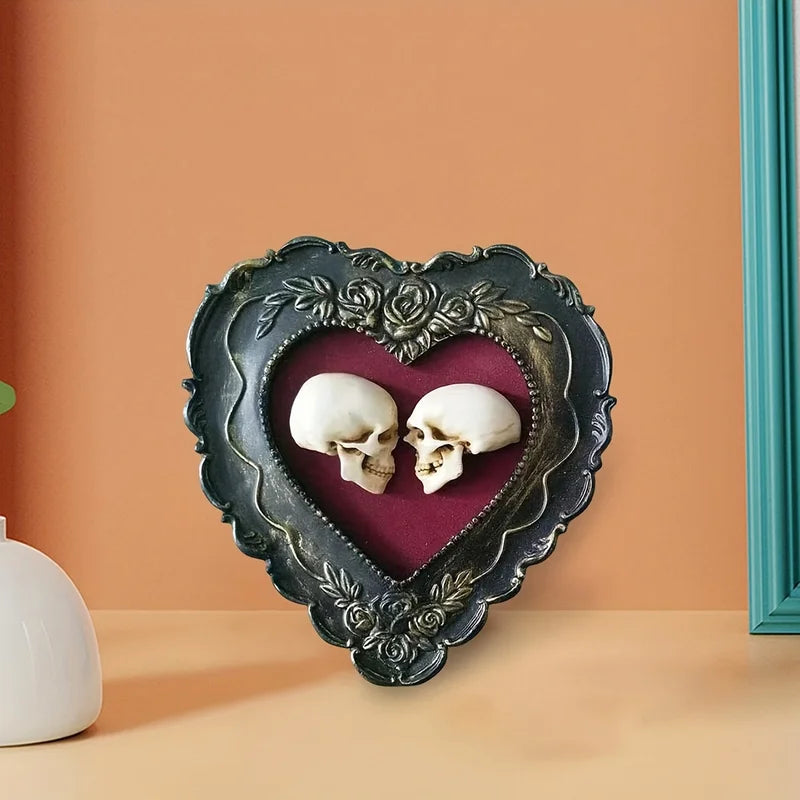 Skull Heart Love Statue for Wedding Halloween Home Decor - Party Decoration