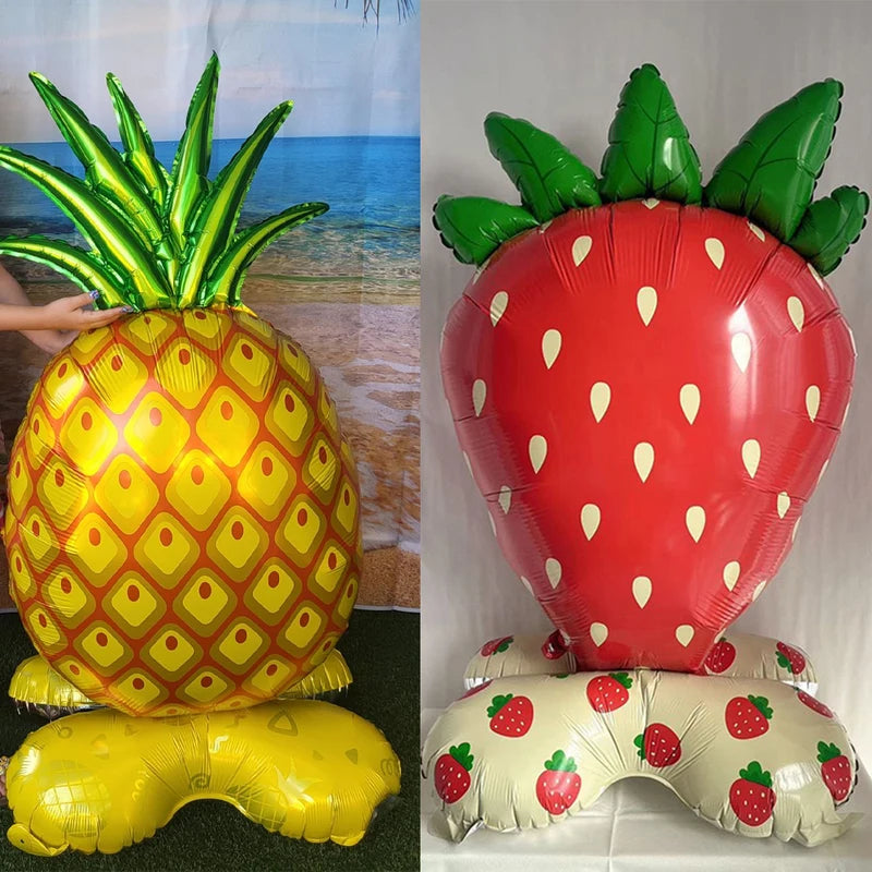 Hawaiian Tropical Party Decorations Set - Giant Foil Balloons, Coconut, Pineapple, Aloha Banner, Summer Pool Beach Supplies