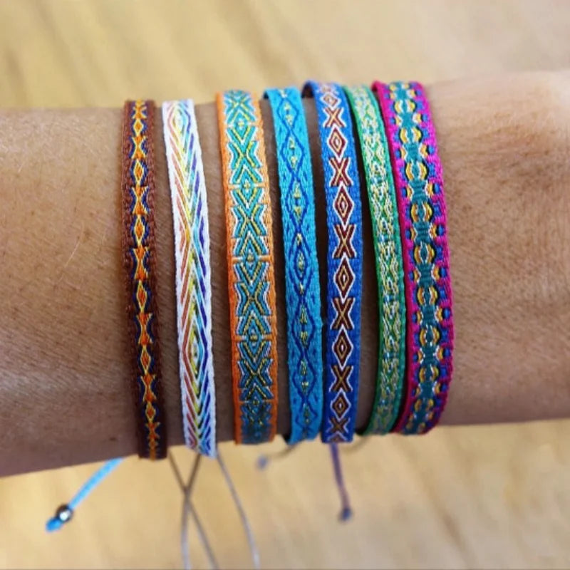 Handwoven Boho Friendship Bracelet for Women and Men - Colombia Cloth Wrap Jewelry