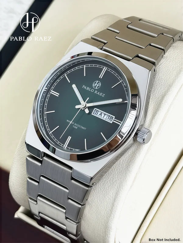 Luxury Quartz Men’s Waterproof Luminous Wristwatch with Stainless Steel Band