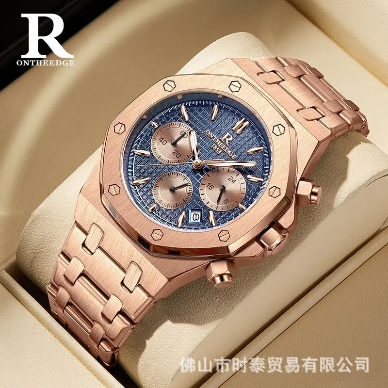 Men's Waterproof Luminous Quartz Watch - Multi-Functional Sports Wristwatch
