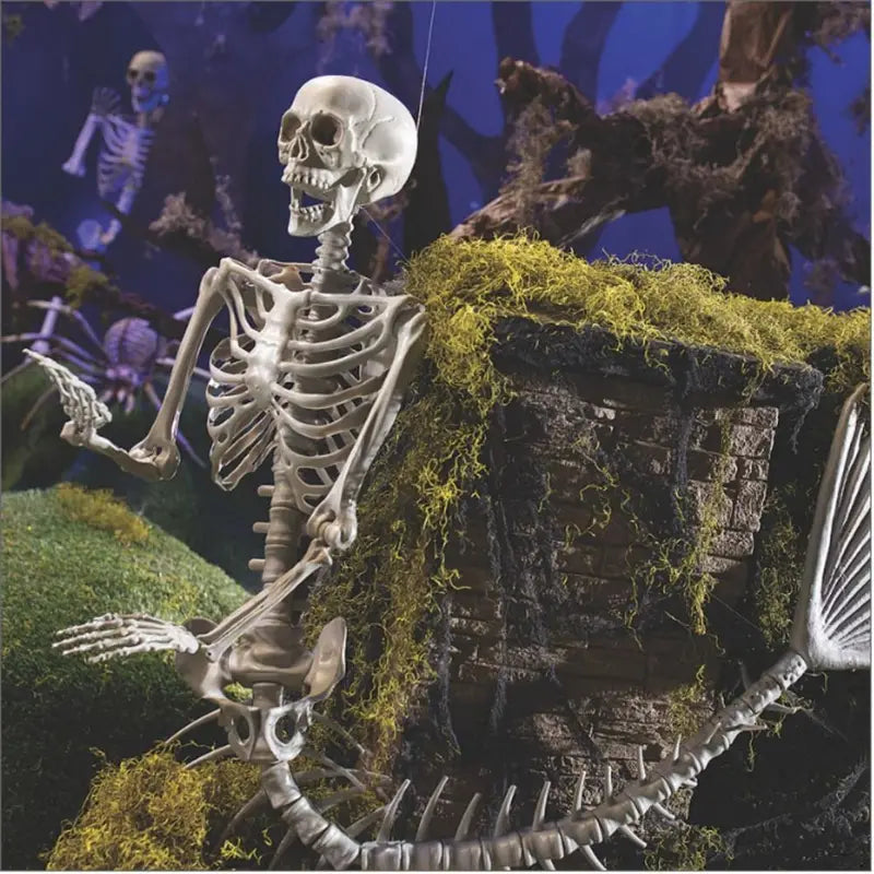 Halloween Mermaid Skeleton Decoration - 80cm Plastic Fish Skeleton for Haunted House & Yard Scene