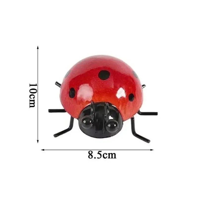 Mini Metal Ladybug Wall Hanging Ornament Garden Decor Set - Outdoor Fence Sculpture