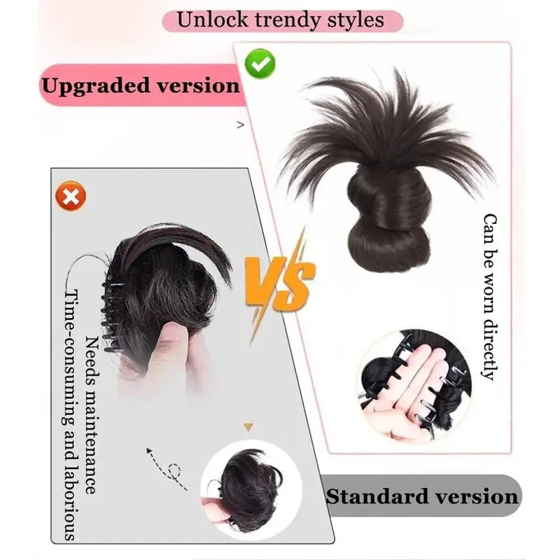 Synthetic Low Bun Claw Clip for Easy Hair Updo Styling - Natural Fluffy Hairpiece for Women