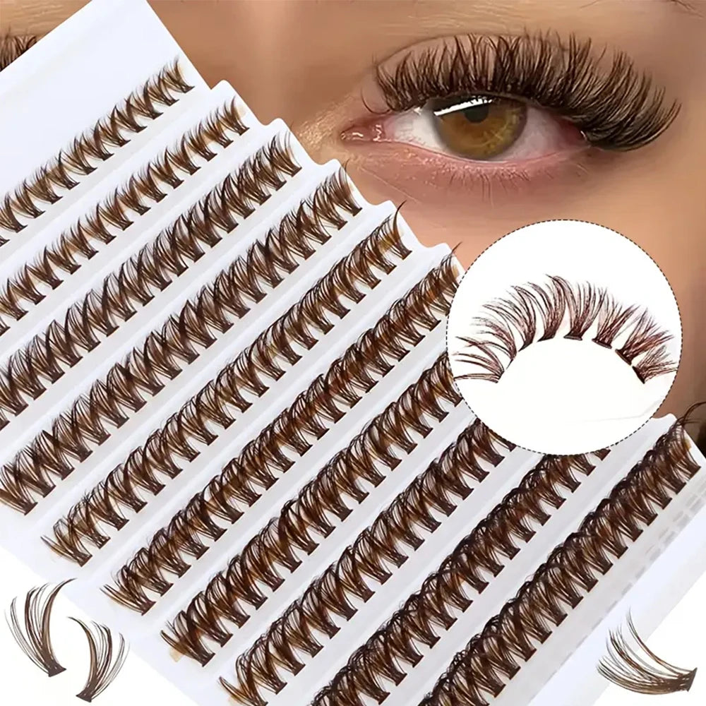 Brown Eyelash Clusters 8-16mm Natural Look Fake Eyelash Extensions DIY Makeup
